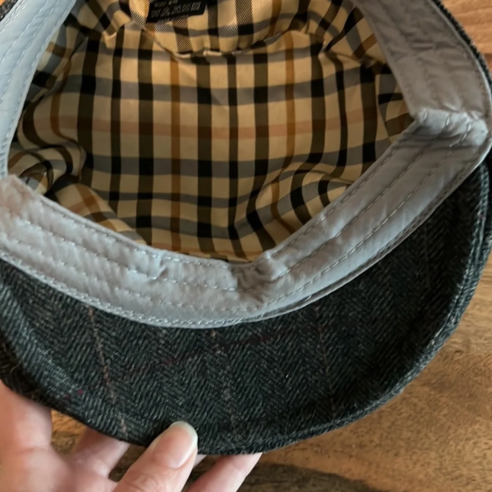 KB ETHOS Gray Chevron Print Wool Blend Newsboy Cap Hat sz Small/Medium